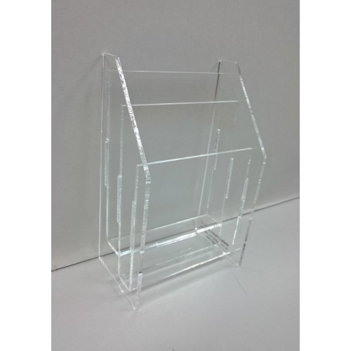 Espositore in plexiglass a 2 alzate verticali. Schede miste